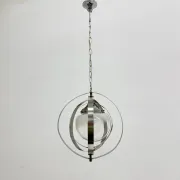 Mid-century glass sphere hanging pendant glass lamp design 1970’s space age Italy