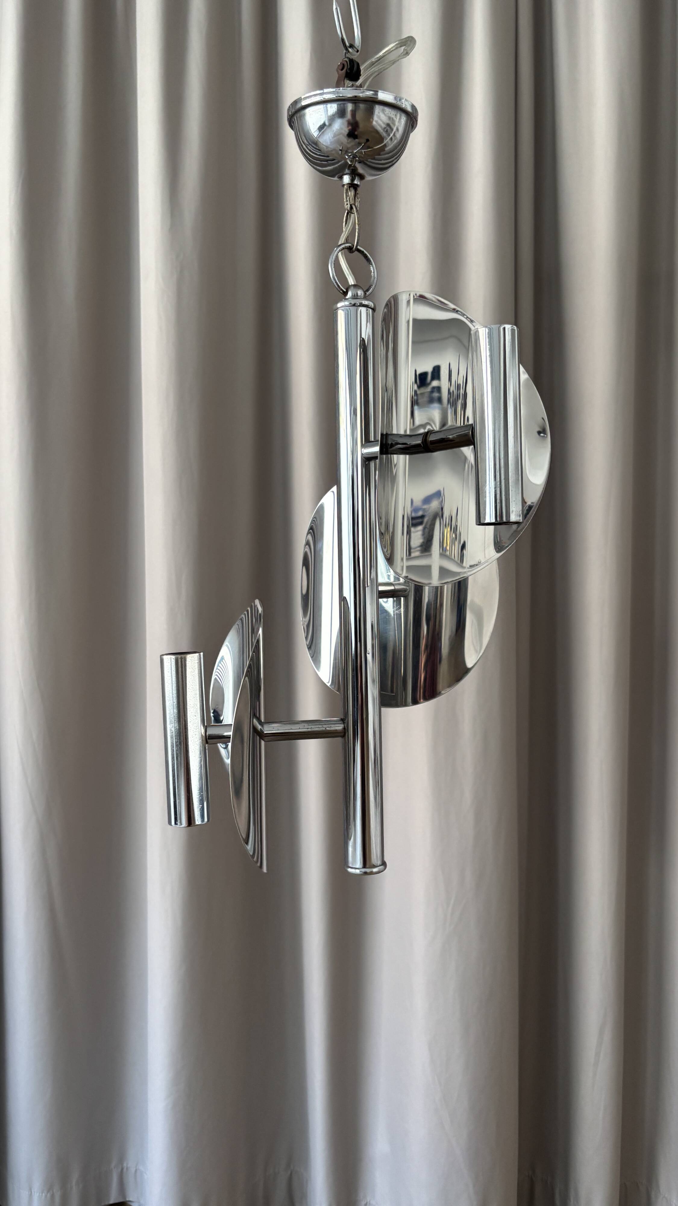 1970s Space Age chrome chandelier – 3 lights