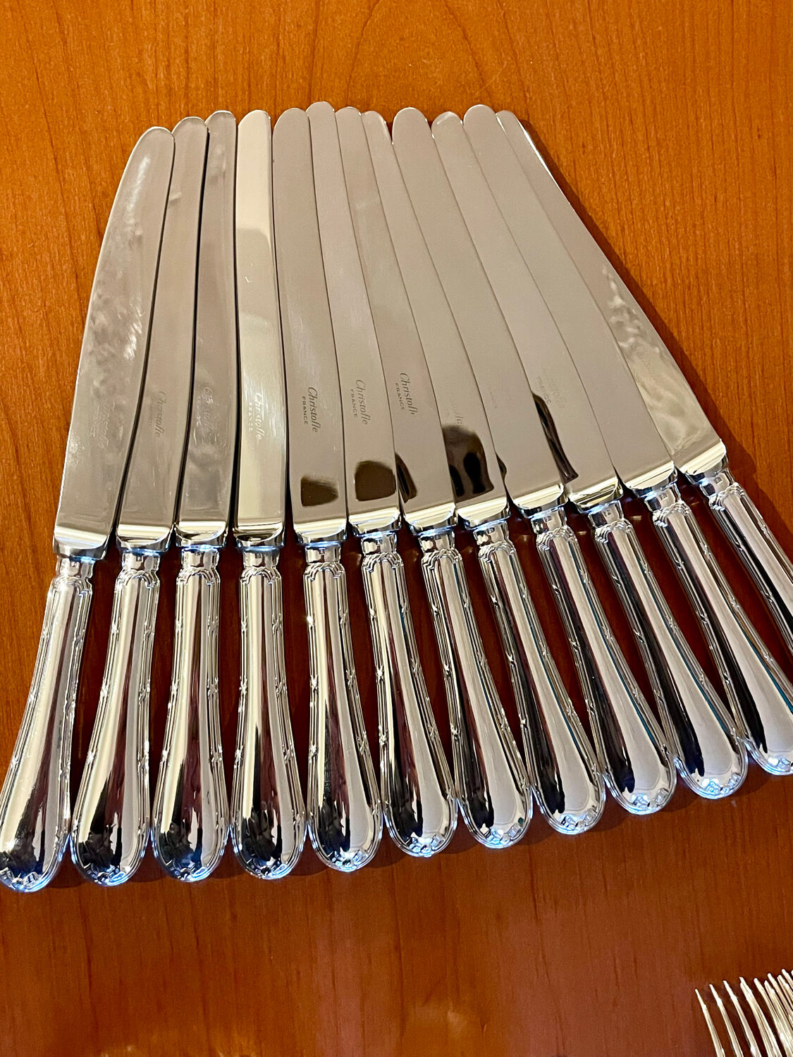 Christofle 48-piece flatware ribbon set, near mint condition