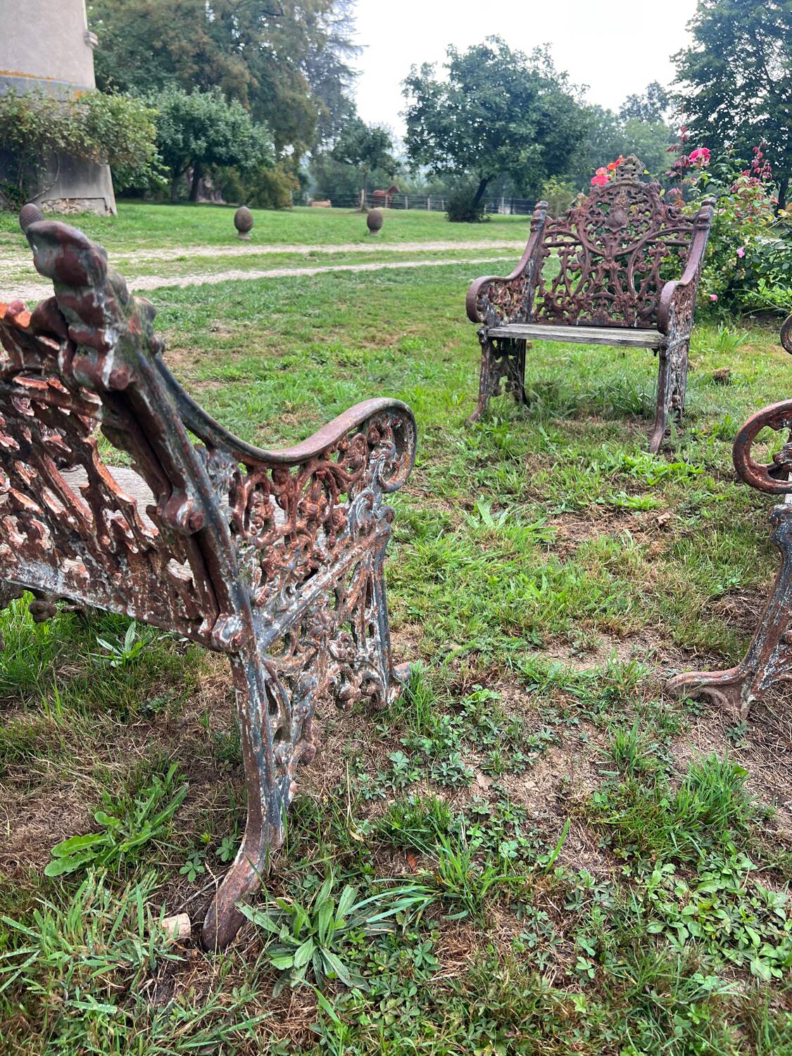 Sculpted cast iron garden furniture