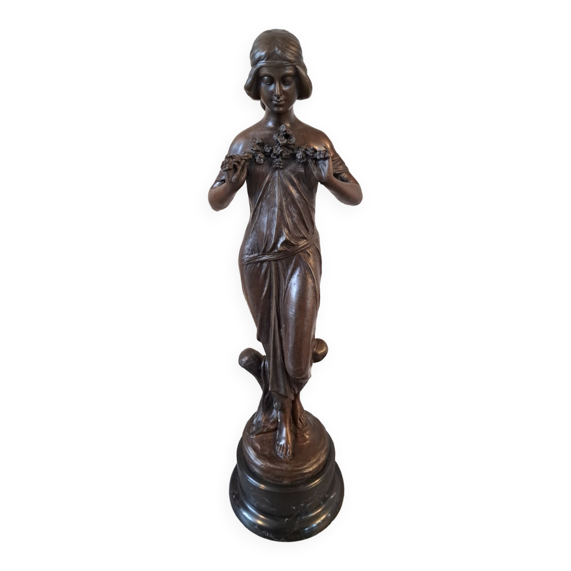 Art Nouveau bronze female sculpture