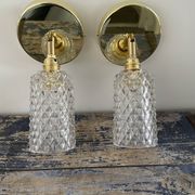Pair of vintage electrified glass wall lamps