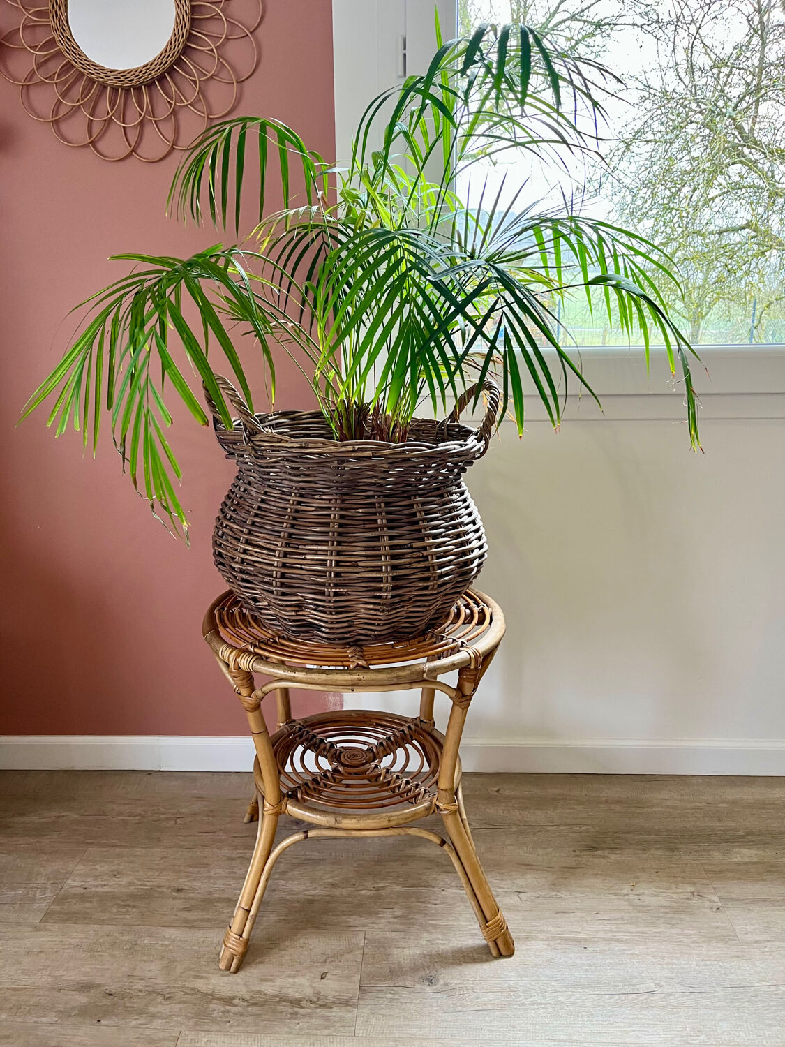 Rattan side table