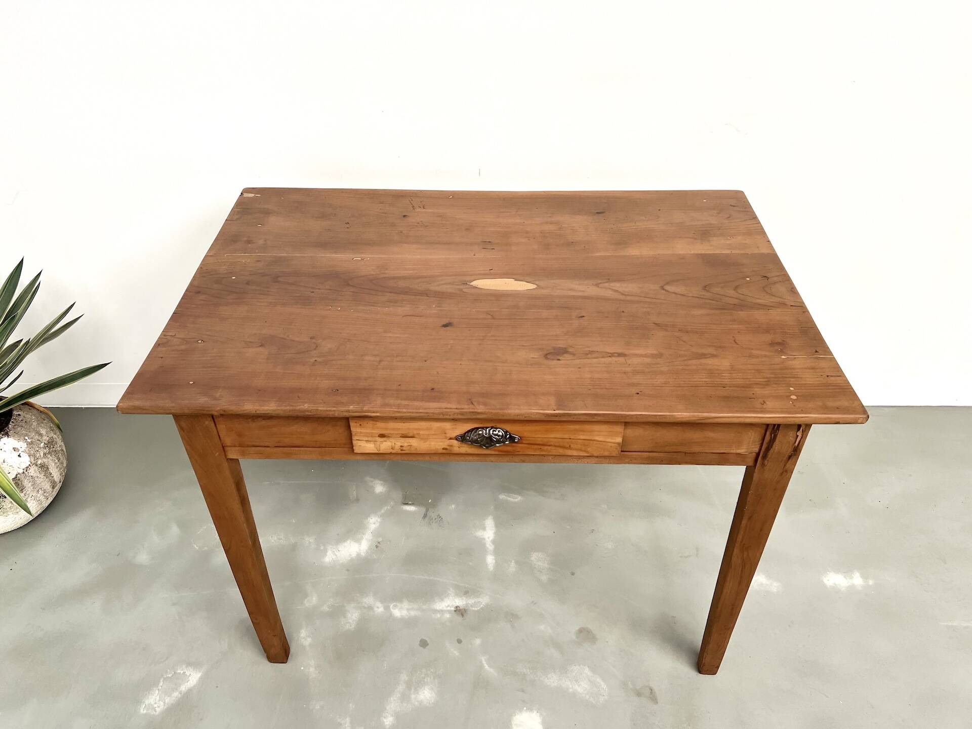 Solid cherry wood desk with spindle legs