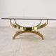Brass and smoked glass italian coffee table, 1970s