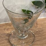 Set of 4 engraved glass white wine glasses