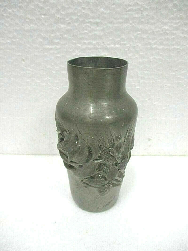 Signed tin art nouveau vase