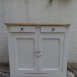 Vintage Parisian buffet re-enchanted in pearl grey, wooden top.