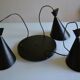 Vintage large chandelier with 3 tulips in black and gold Diabolo.