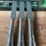 12 antique Ercuis table knives in silver metal