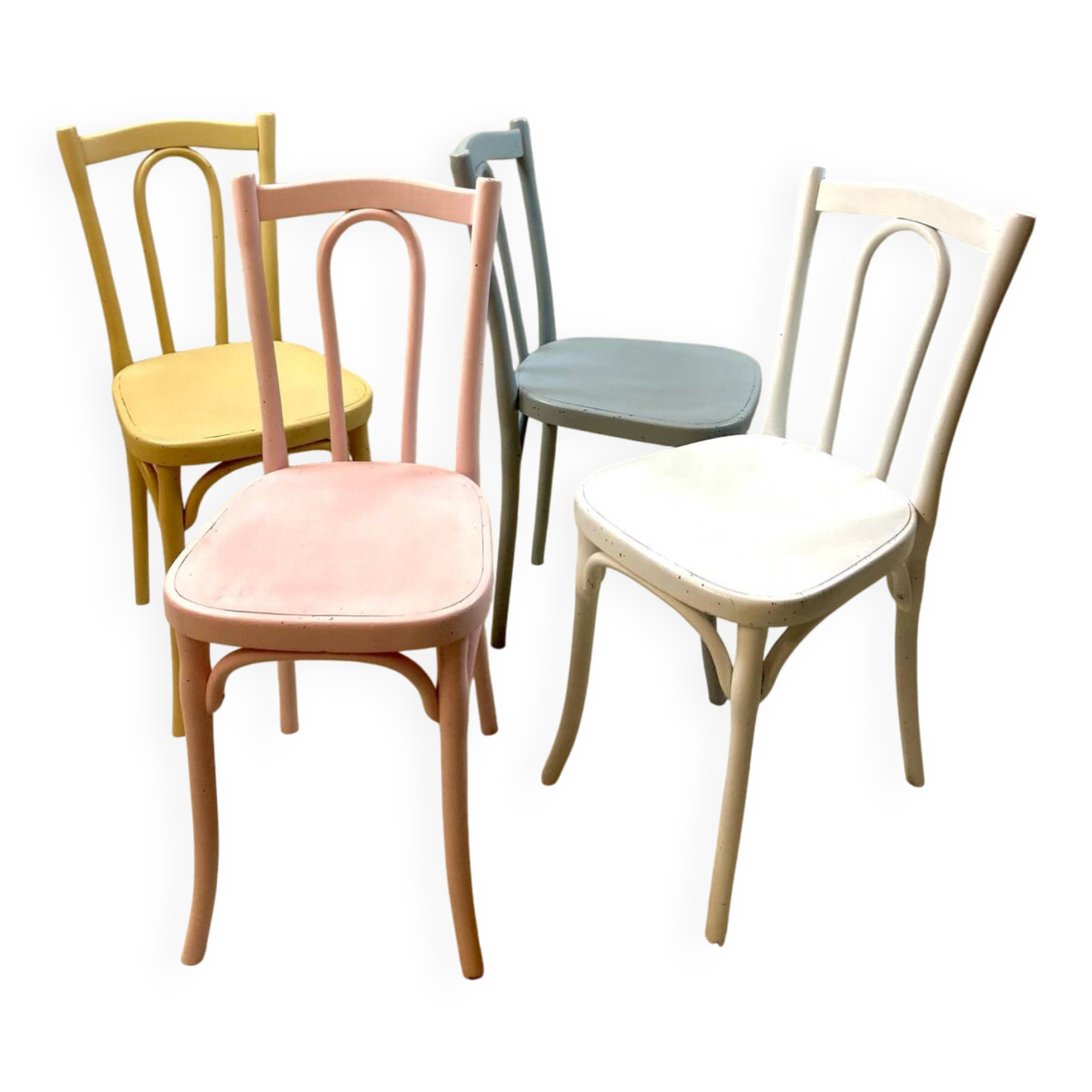 Vintage Thonet bistro chairs – pastel colours