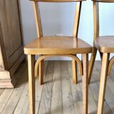 Set of 4 baumann bistro chairs in blond wood / honey stamped 40-50 years