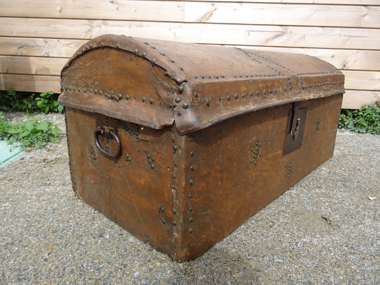 19th-century leather trunk