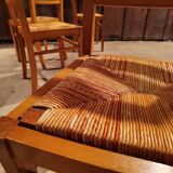 Lot of 4 chairs straw and wood