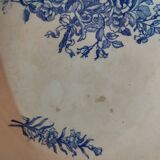 Compotier en faïence -  décor floral bleu