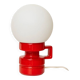 Red ceramic table lamp from Italy (1970s) with white opal glass shade - mid-century design