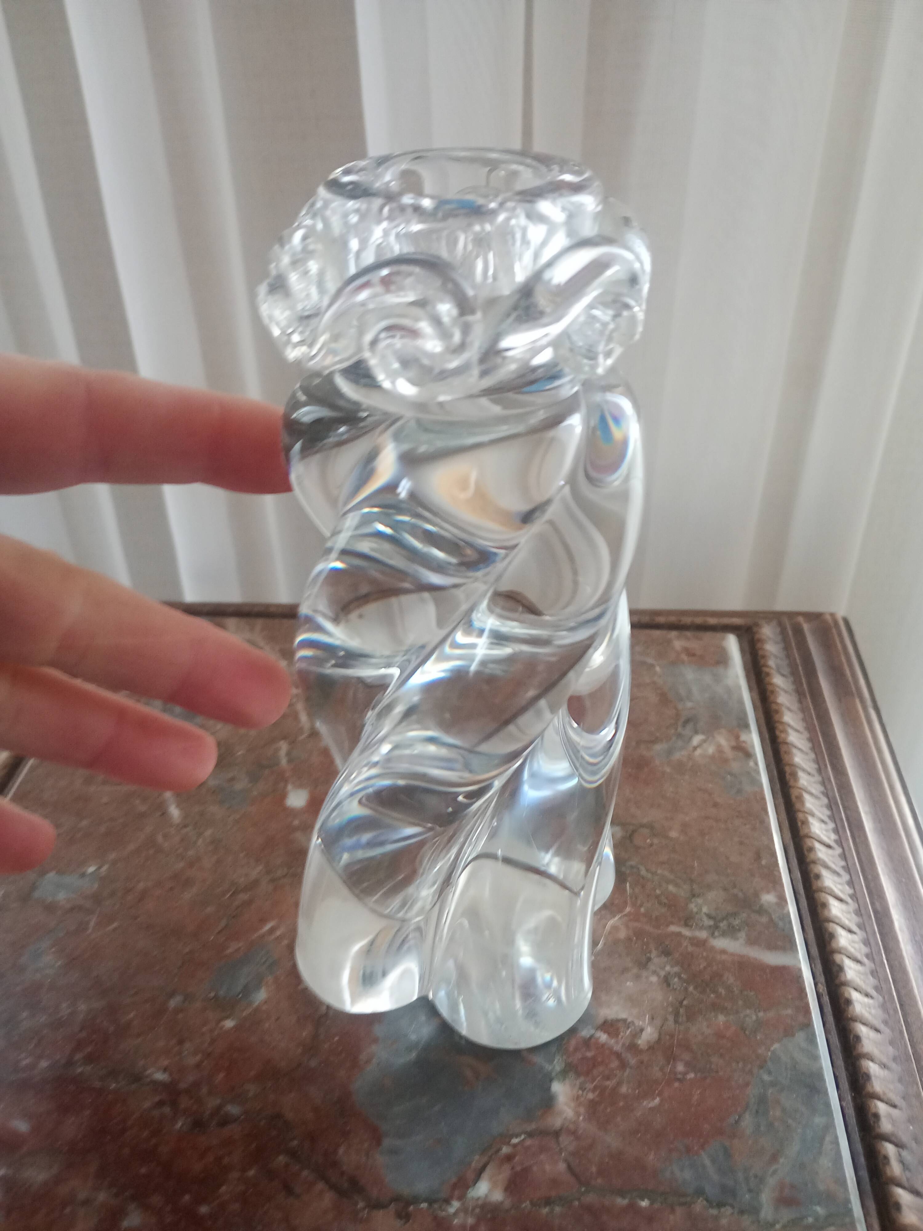 Baccarat crystal "Aladdin" model candlestick, twisted and coiled - signed