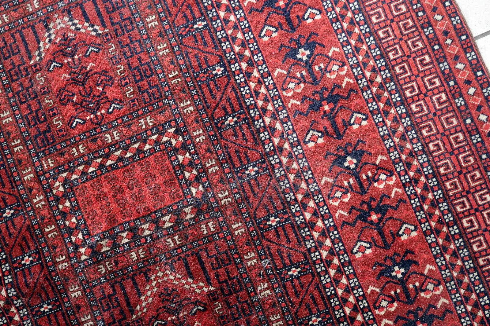 Tapis Hachli turkmène fait main, années 1960