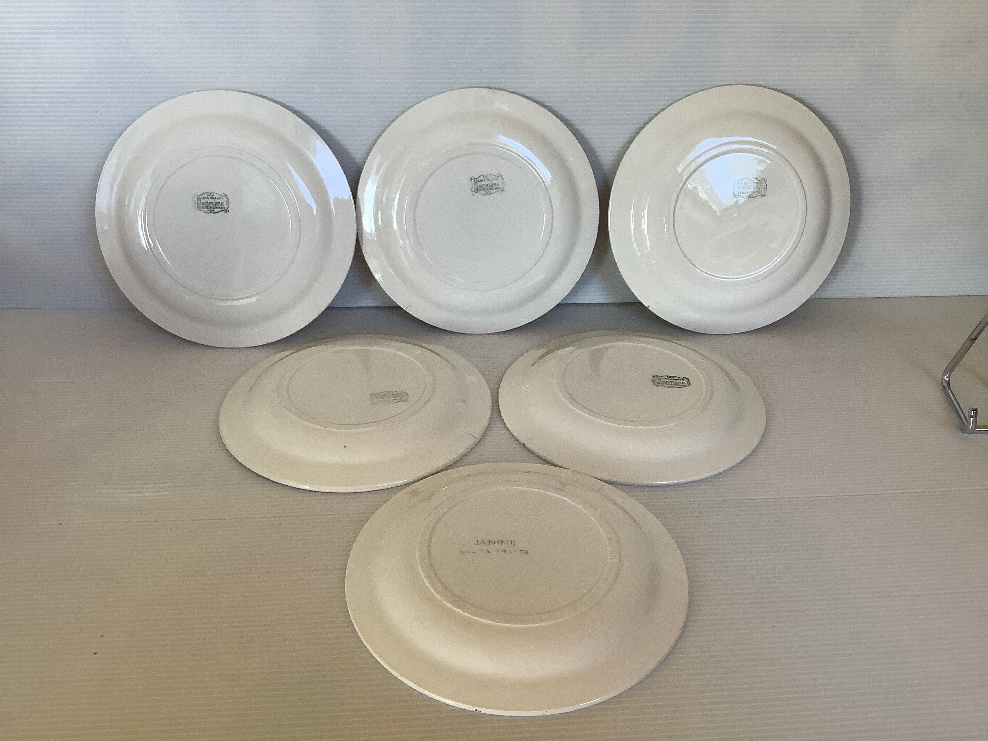 6 old dessert plates with garnet flowers from France