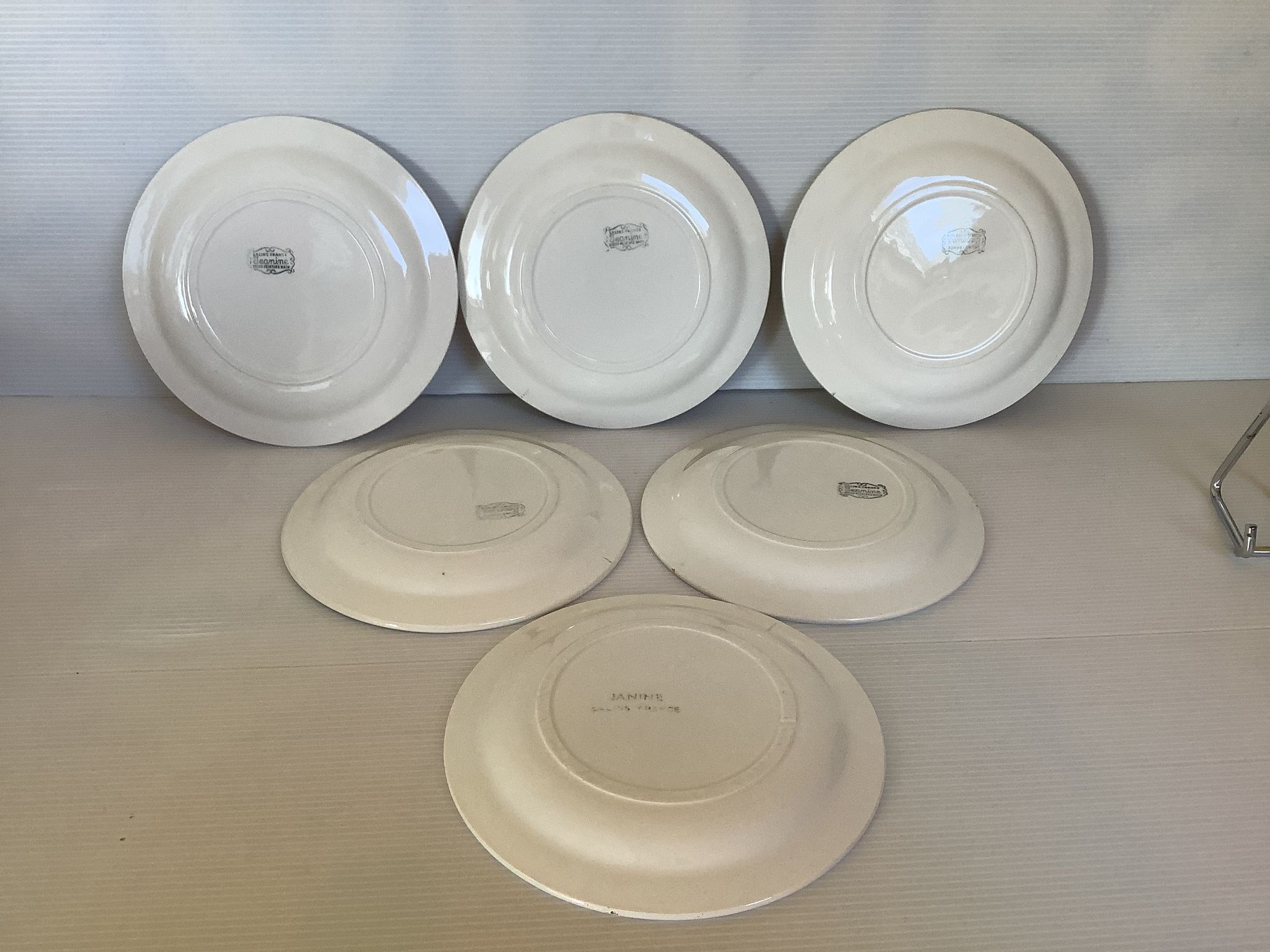 6 old dessert plates with garnet flowers from France