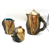 Vintage Vallauris Tea Service in Faux Bois by Grandjean-Jourdan