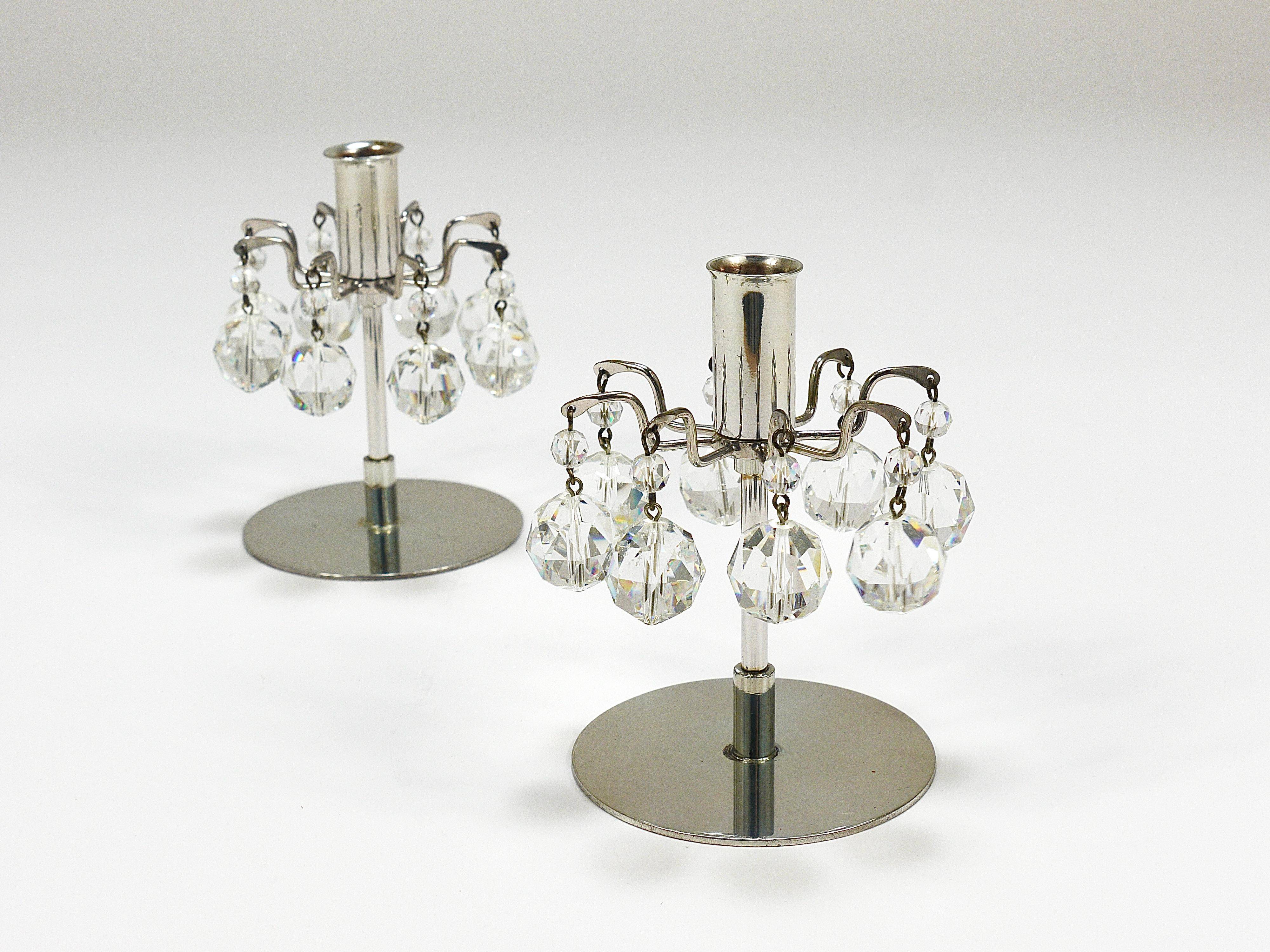 Pair of candlesticks "Lights of Vienna" J.L. Lobmeyr, faceted Swarovski crystals