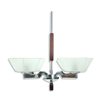 Lustre art déco en chrome, Tchécoslovaquie circa 1940
