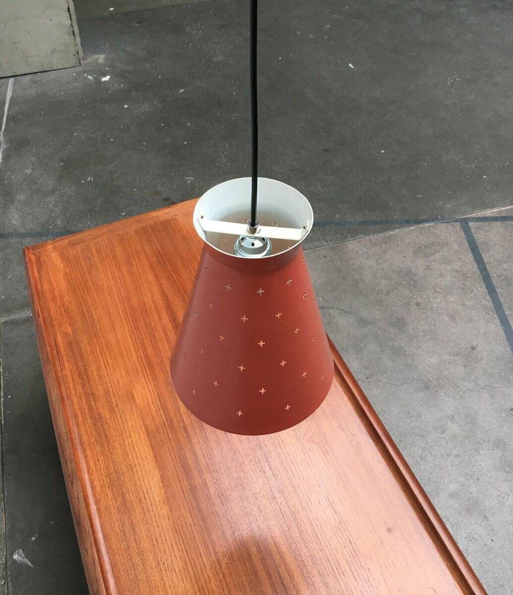 Perforated metal pendant light, mid-century design, 1960s.