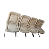 Set of 4 chairs in cream velvet seventies