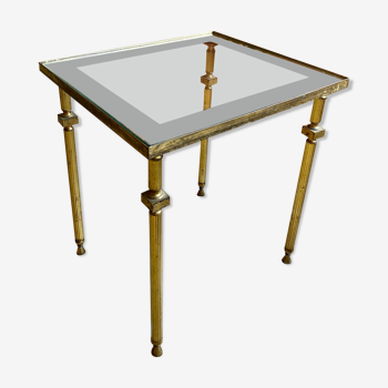 Side table in glass and brass