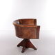 Sheepskin leather desk chair with wooden swivel base, 1970