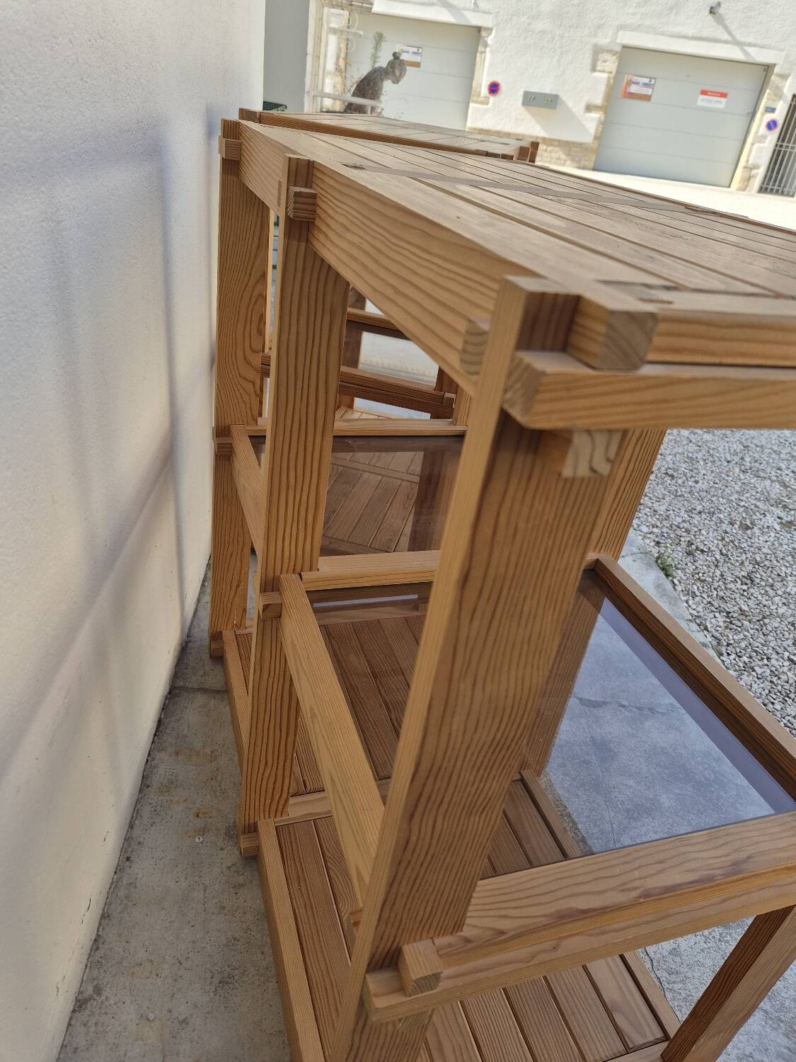 Pair of vintage pine bookshelf units in Maison Regain design from the 1970s.
