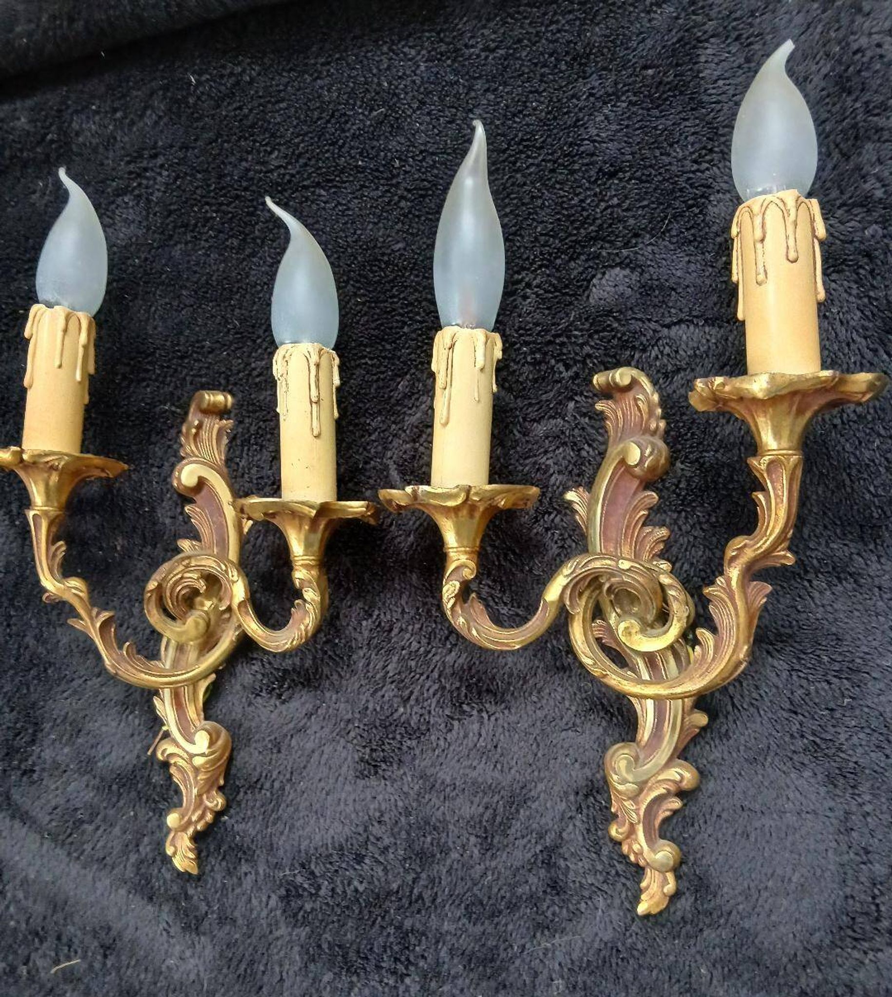 Pair of wall lights in louis xv style - bronze - 32 cm