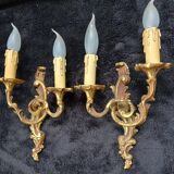 Pair of wall lights in louis xv style - bronze - 32 cm