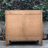 Art Deco chest of drawers in raw wood and blue, 1940