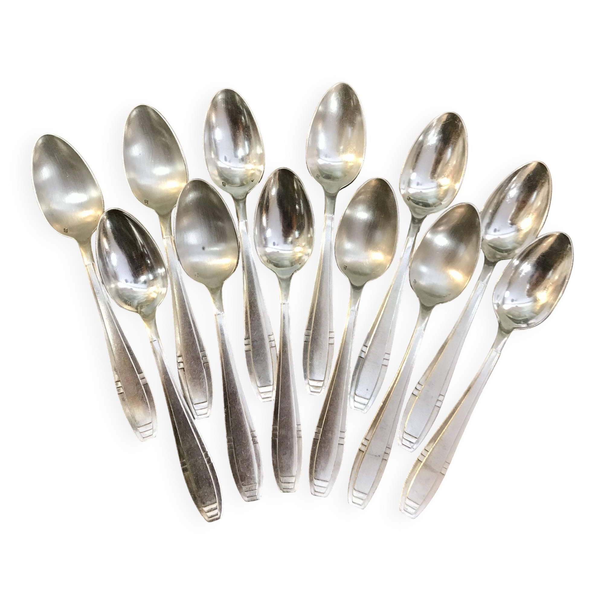 Set of 12 Apollo brand silver-plated metal teaspoons