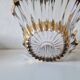 Large vintage crystal bowl from BAYEL with golden tips.