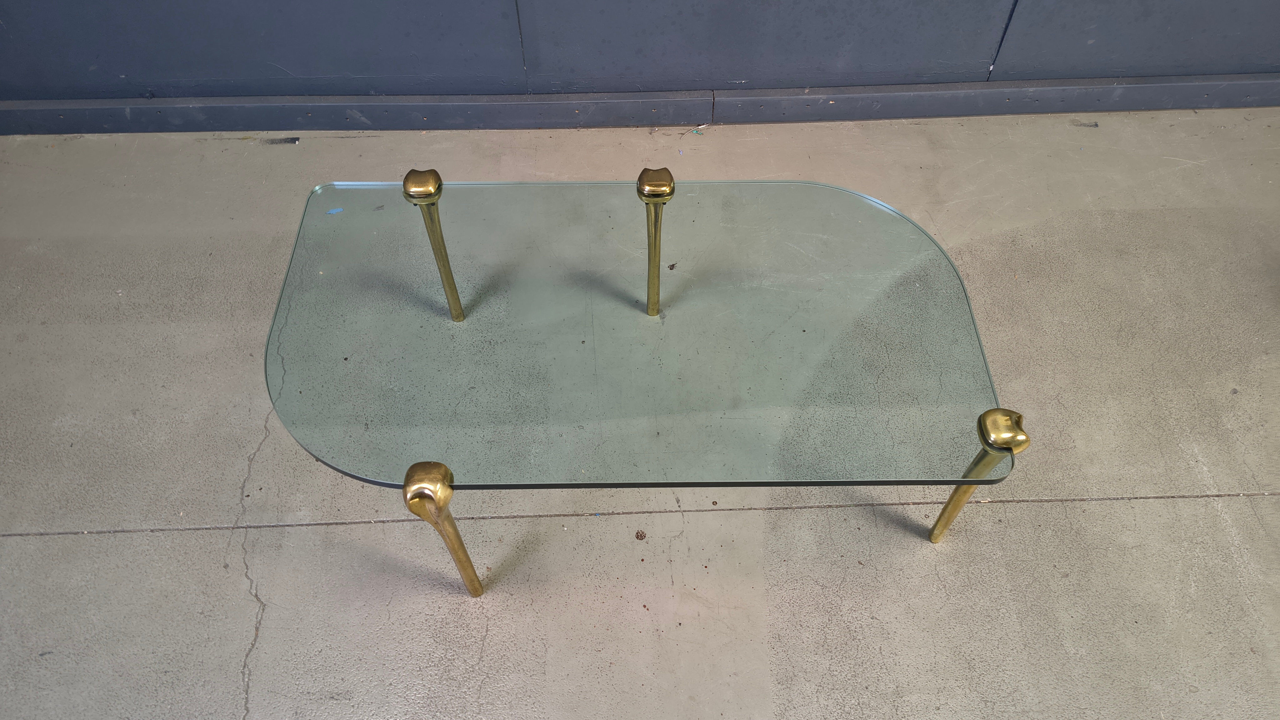Brass and glass coffee table, 1970s