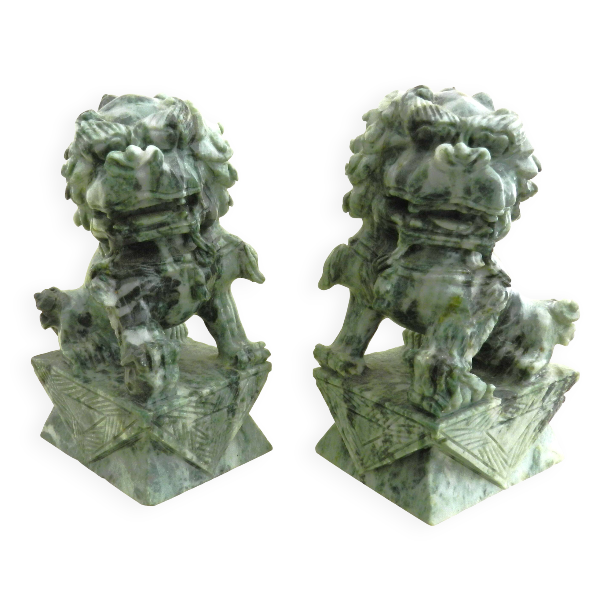 Pair of Foo Dog Bookends in Jade