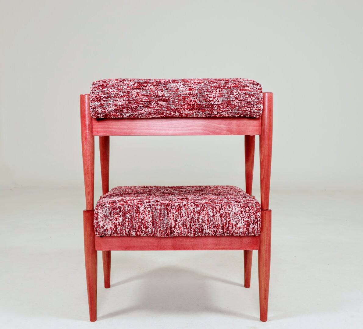 Pair of wooden stools with red crabs