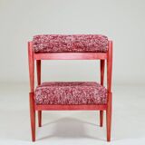 Pair of wooden stools with red crabs