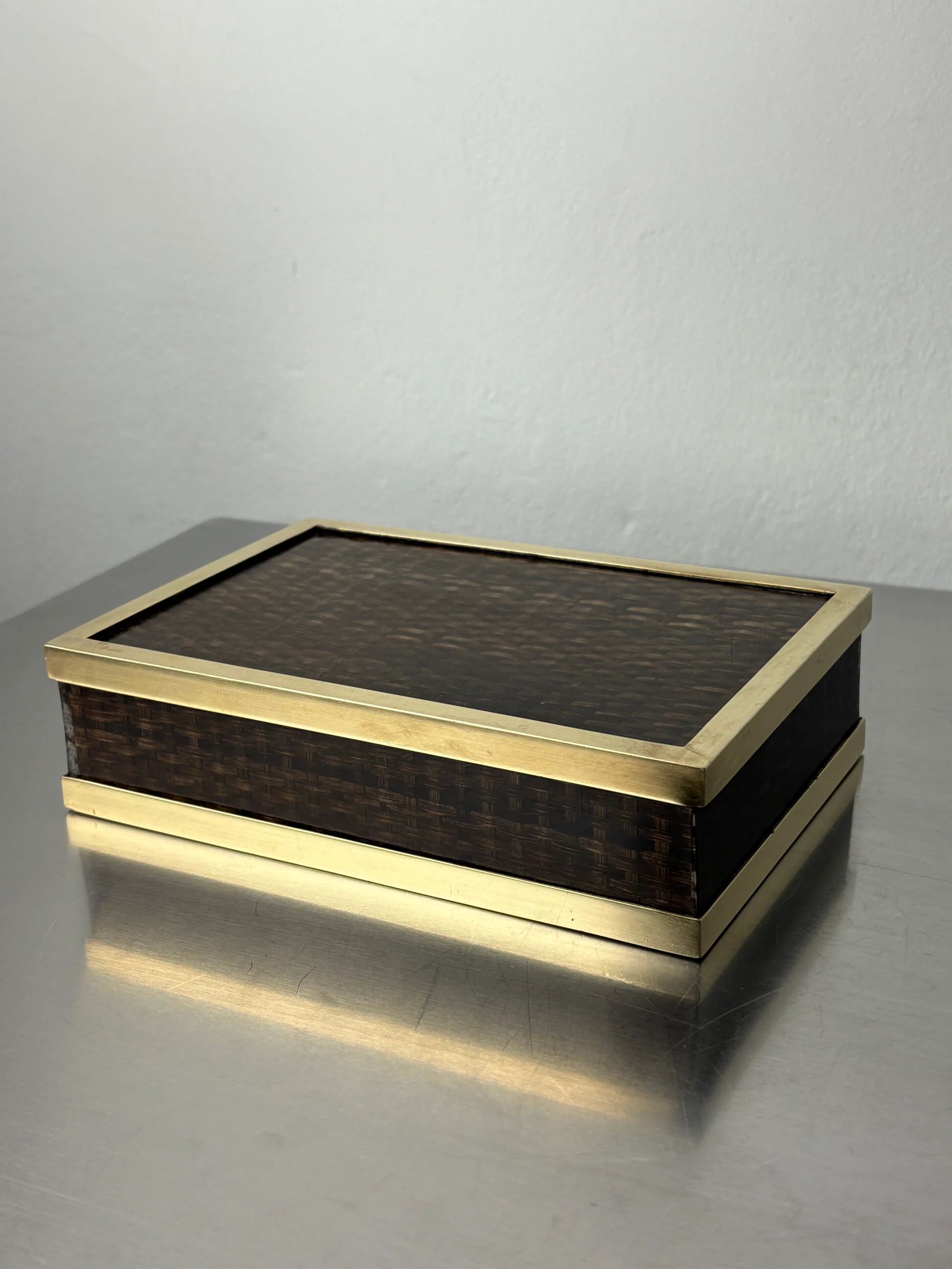 Lucite & rattan box, Christian Dior style, 1970