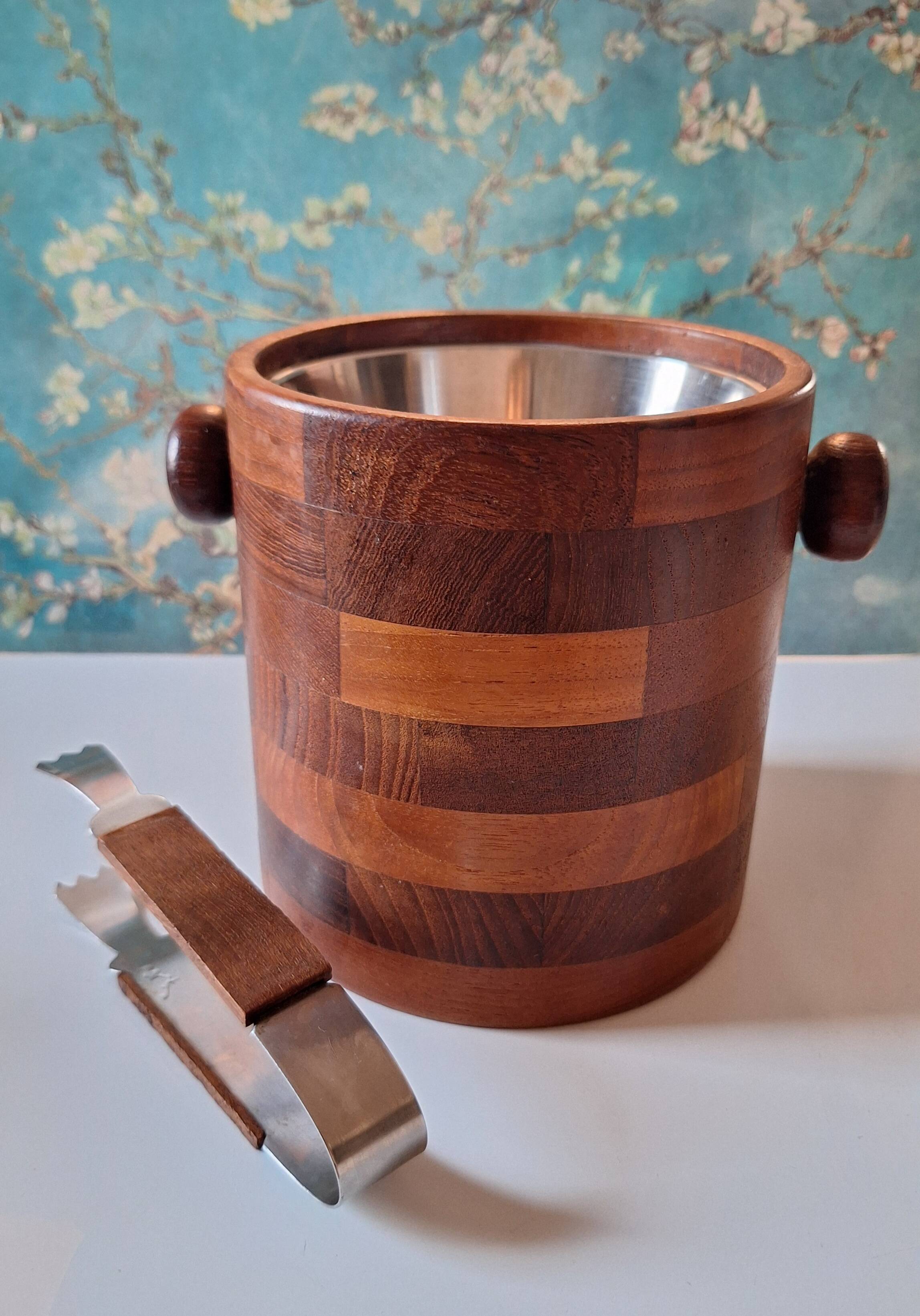 Scandinavian teak ice bucket, vintage 60s