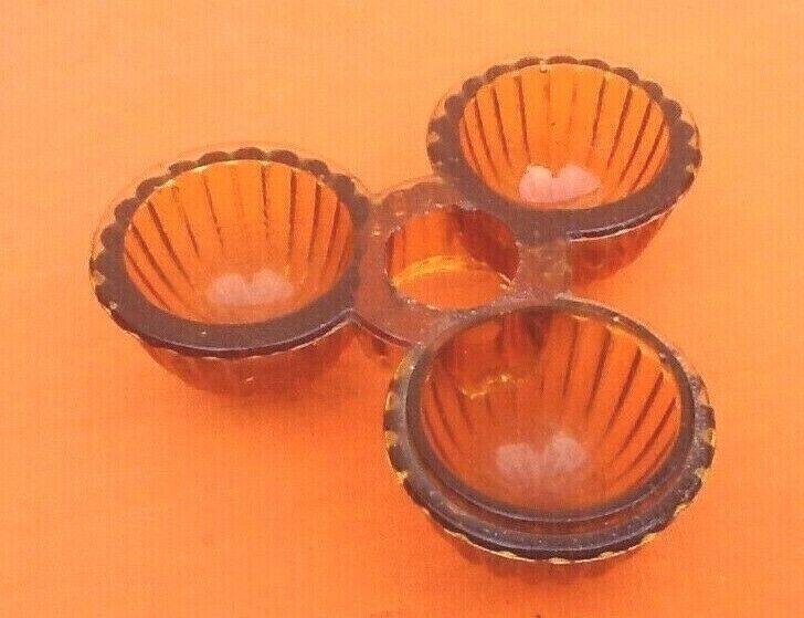 1930s Condiment Dispenser Clear and Amber Molded Glass