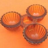 1930s Condiment Turnstile Holder Clear and Amber Molded Glass