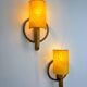 Pair of mid-century rattan wall sconces, Italy, 1960s
