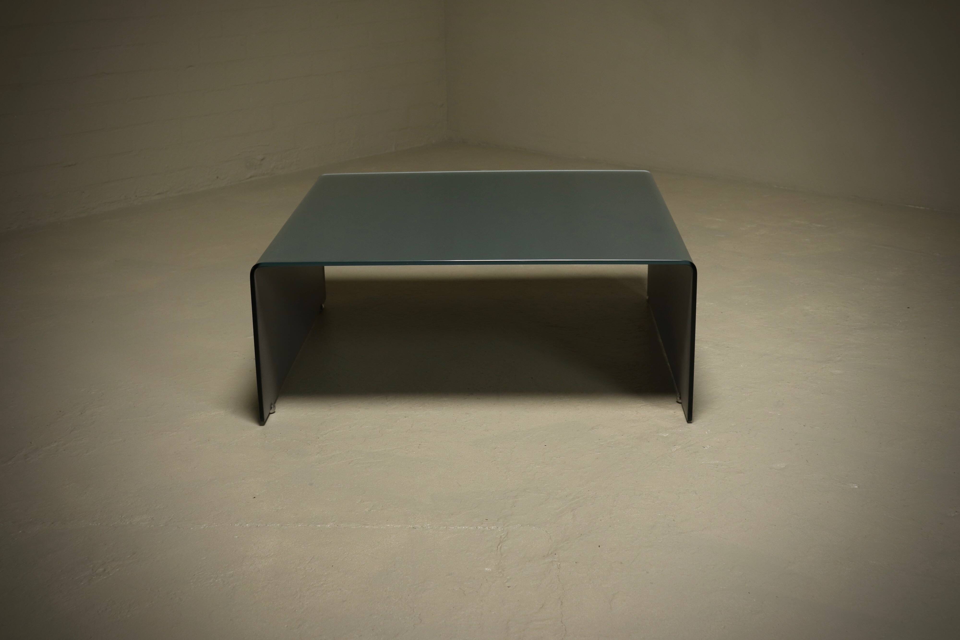 Italian modern etched glass coffee table 1980s