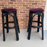 Paire de tabouret rotin noir