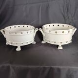 Paire d'egoutoirs / cache pots en blanc de bayeux debut xixème