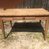 Farmhouse table with raw wood drawer